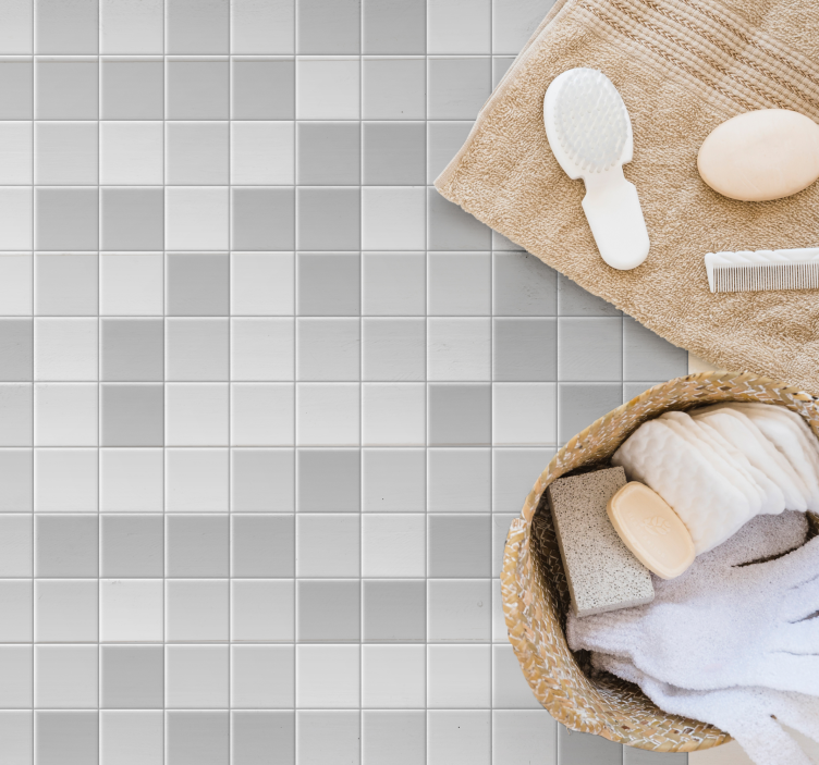 Grå fliser firkant fliser vinyl teppe - Tenstickers