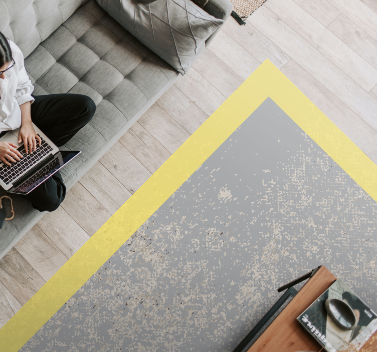 Gul ramme vinyl teppe stue - Tenstickers