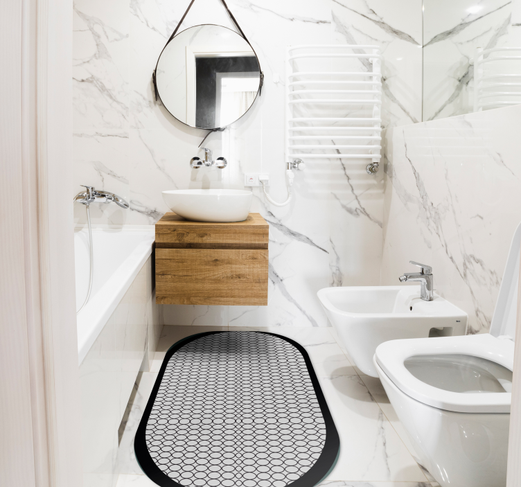 Grå oval minimal vinylteppe - Tenstickers