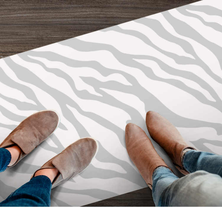 Grå sebrastriper vinyl teppe dyreavtrykk - Tenstickers