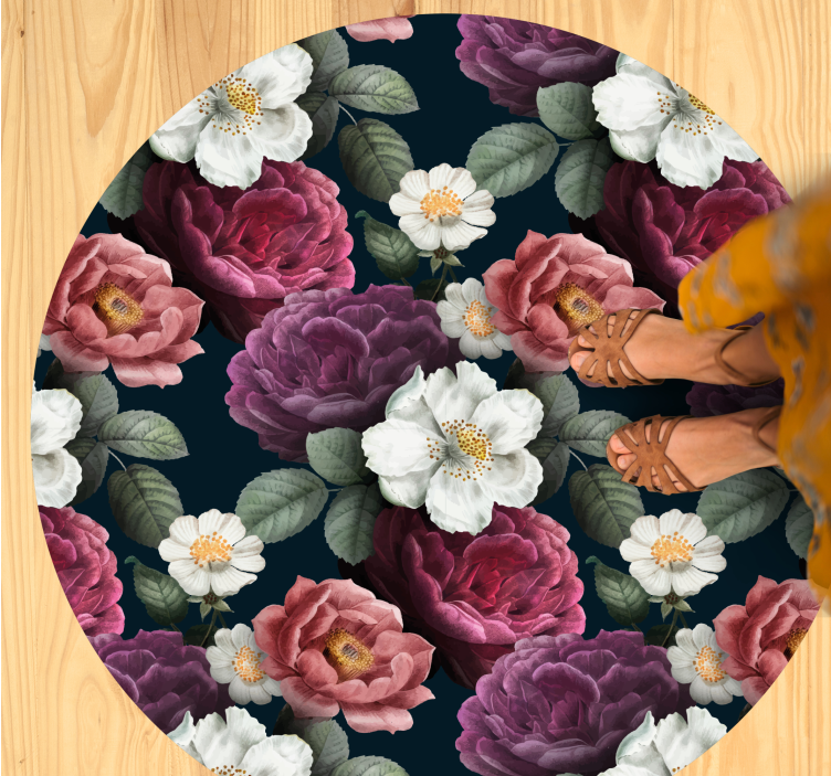 Grasiøs botanisk komposisjon vinyl teppe blomster og planter - Tenstickers