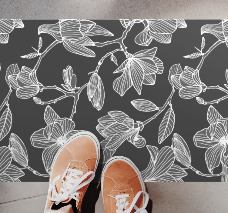 Grasiøse botaniske elementer vinyl teppe blomster og planter - Tenstickers