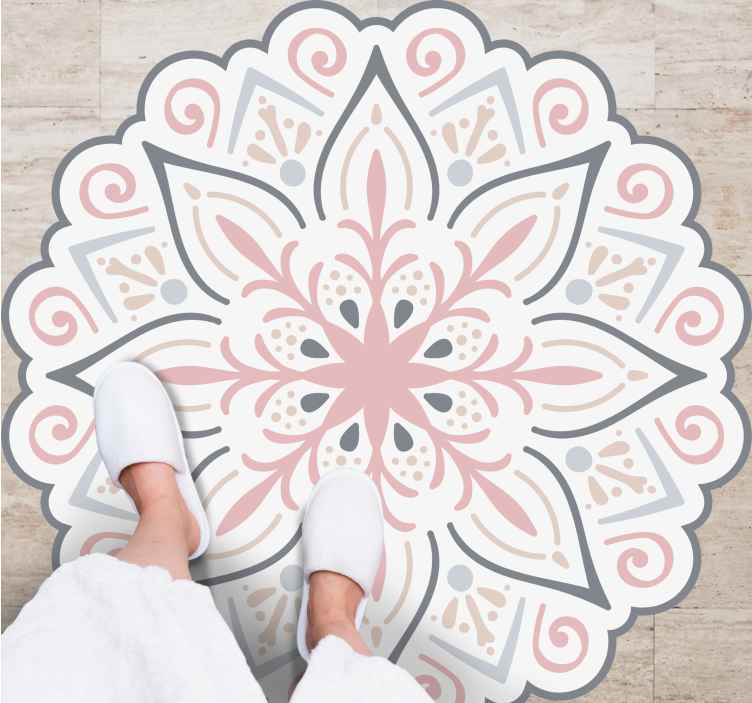 Grasiøst blomsterelement vinyl teppe mandala - Tenstickers