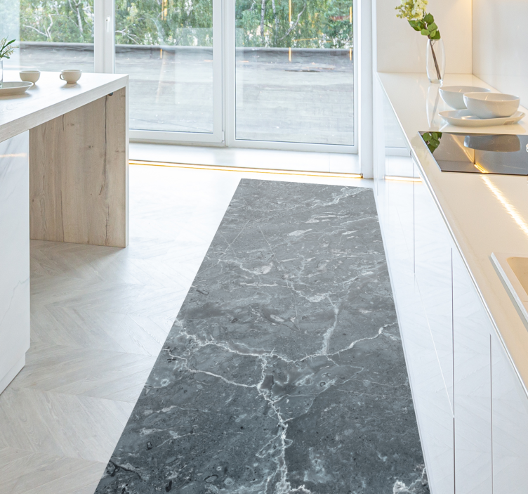 Grått marmor kjøkken vinylteppe - Tenstickers