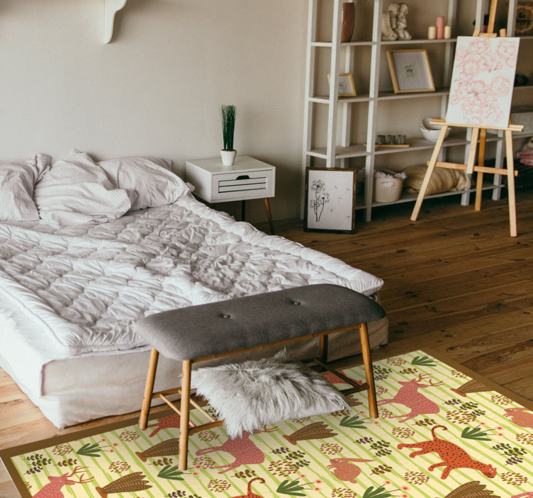 Grønn hjortmønster vinylteppe - Tenstickers