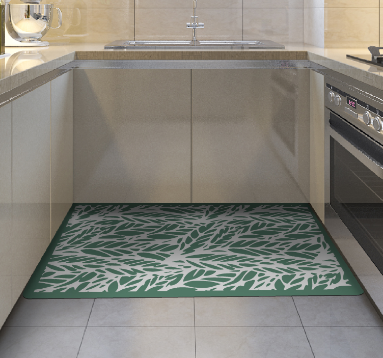 Grønne blader jungelblomsteteppe - Tenstickers