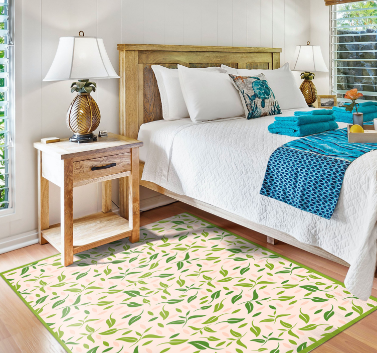 Grønne mønsteraksenter vinyl teppe blomster og planter - Tenstickers