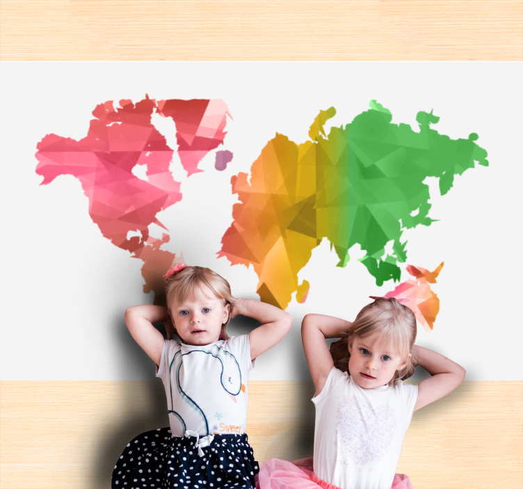 Grønne, gule og røde kontinenter vinylteppe - Tenstickers