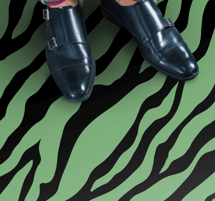 Grønt sebra design dyretrykk vinyl teppe - Tenstickers