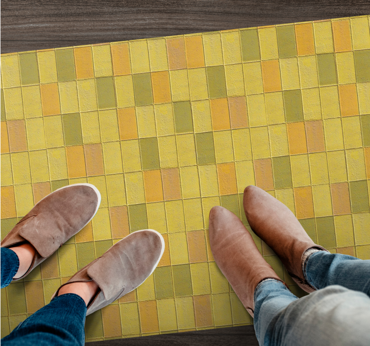 Gul mosaikkoppsett vinyl teppe hydraulisk - Tenstickers