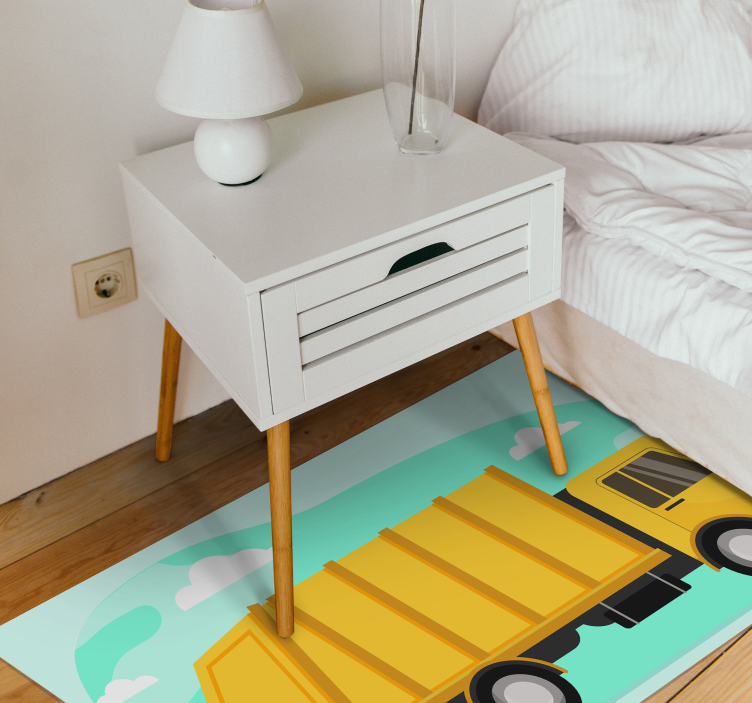 Gul søppelbil barn vinylteppe - Tenstickers