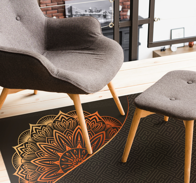 Gyldent mandala vinylteppe til hjemmekontor - Tenstickers