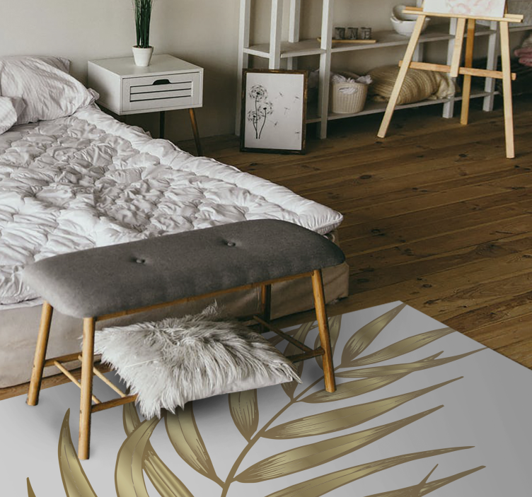 Gyllent bladmønster vinyl teppe blomster og planter - Tenstickers