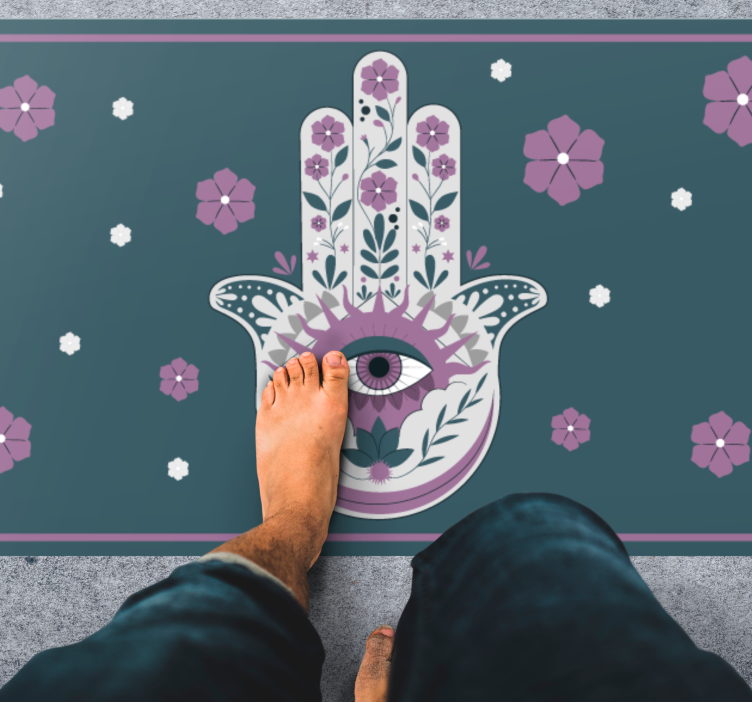 Hamsa håndstil vinyl teppe mandala - Tenstickers