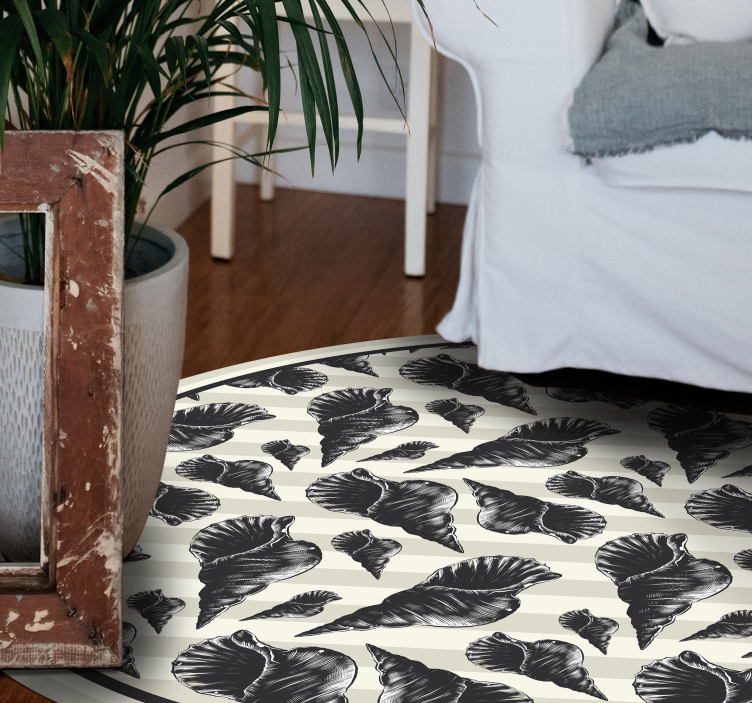 Hånd tegne skjell vintage dyre vinyl teppe - Tenstickers