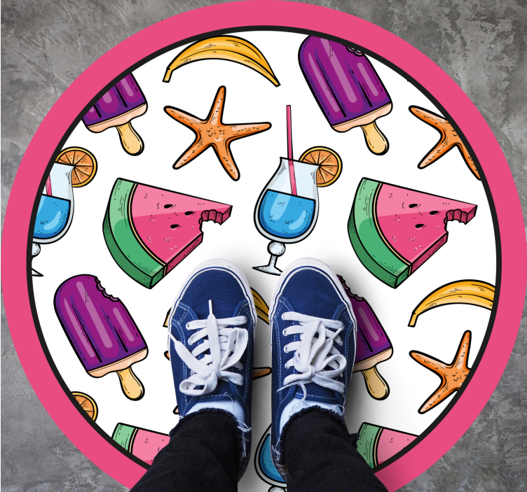 Håndtegnet sommer vannmelon mønster vinyl teppe moderne - Tenstickers