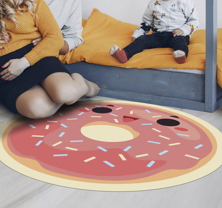 Happy face donut barn vinyl teppe - Tenstickers