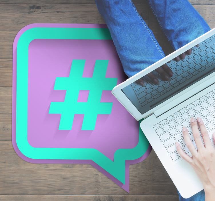 Fantastisk moderne vinylteppe med hashtag - Tenstickers