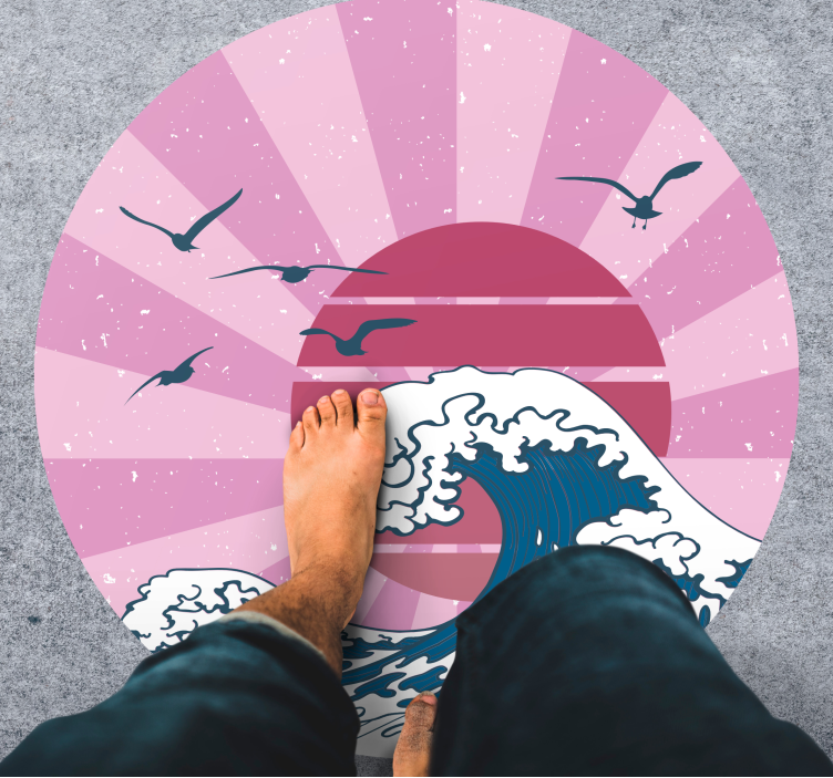 Kanagawa rosa bølge vinyl teppe geometrisk - Tenstickers