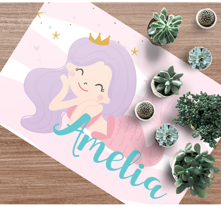 Havfrue prinsesse navn barn vinyl teppe - Tenstickers