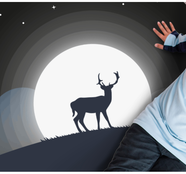 Hjort under månen vinyl teppe rund - Tenstickers