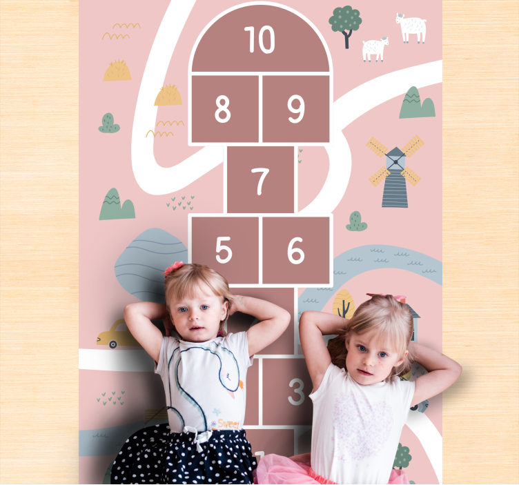 Hopscotch rosa vei vinyl teppe baby - Tenstickers