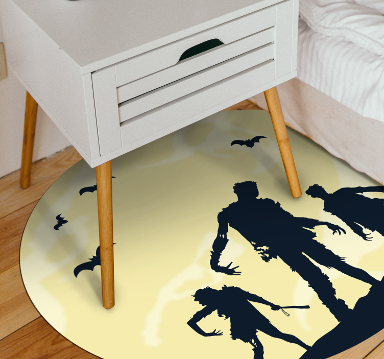 Horror zombie familie vinyl stue teppe - Tenstickers