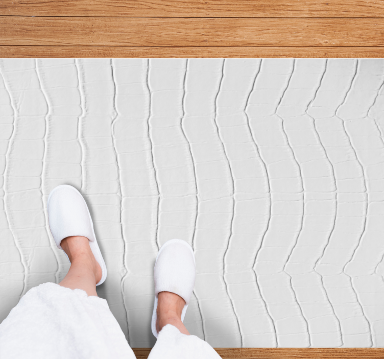 Hvit skinn tekstur vinyl teppe rektangel - Tenstickers