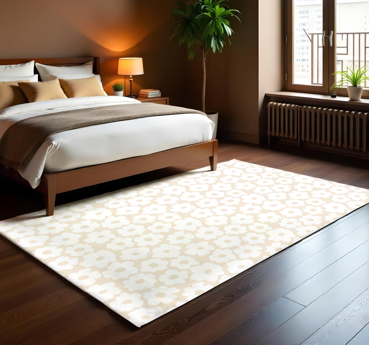 Hvit valmue vinyl teppe blomster og planter - Tenstickers