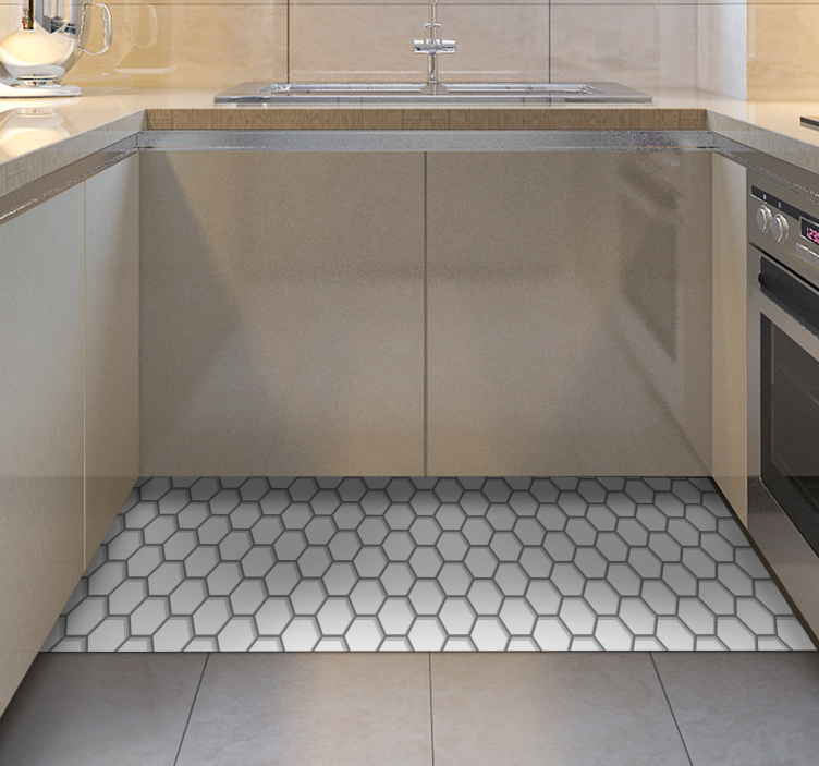 Hvite sekskantede fliser kjøkkenfliser - Tenstickers