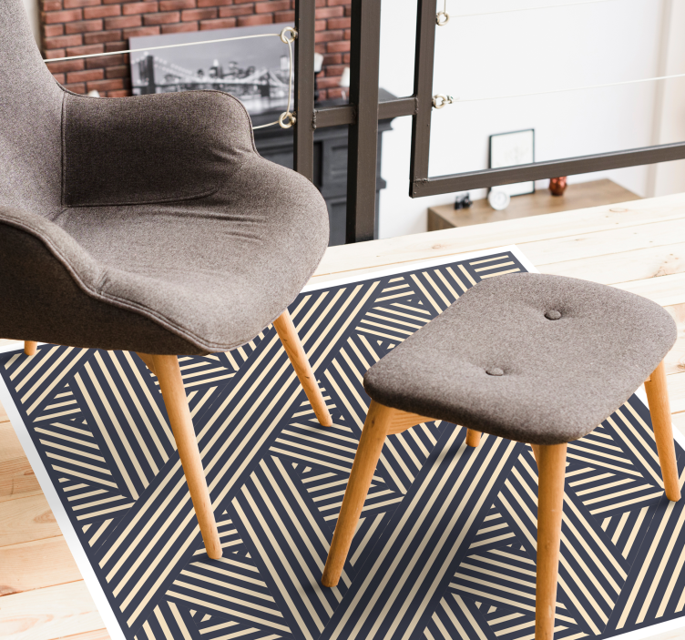 Hvitt og beige blå stripete vinyl teppe - Tenstickers