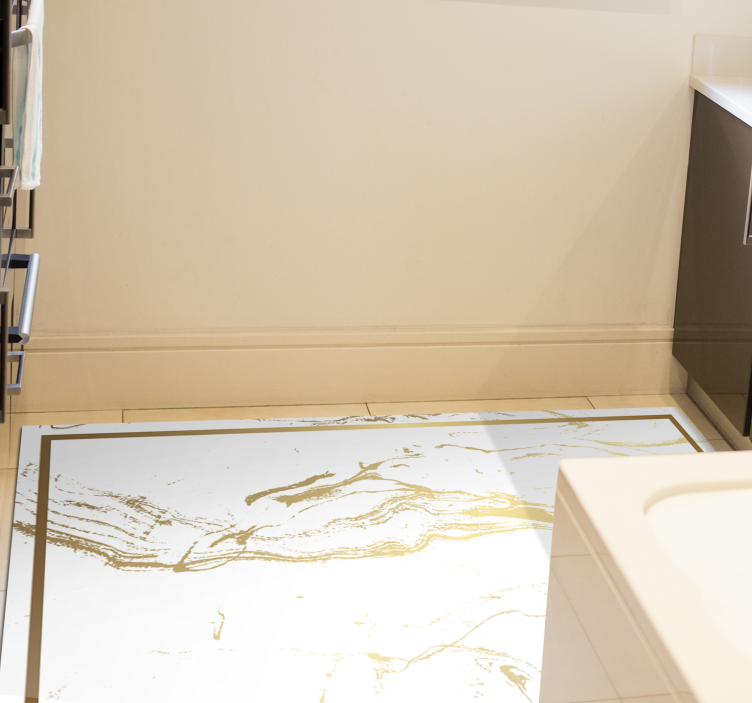 Hvitt og gull marmor effekt tekstur vinyl teppe - Tenstickers