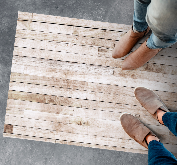 Hvitt vintage plankemønster utendørs vinylteppe - Tenstickers