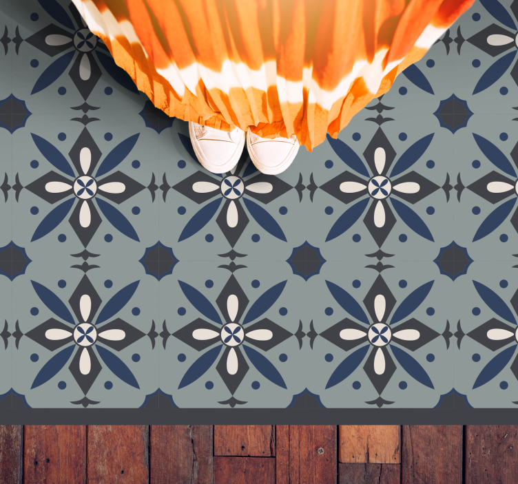 Hydraulisk farget flis vinyl teppe kjøkken - Tenstickers