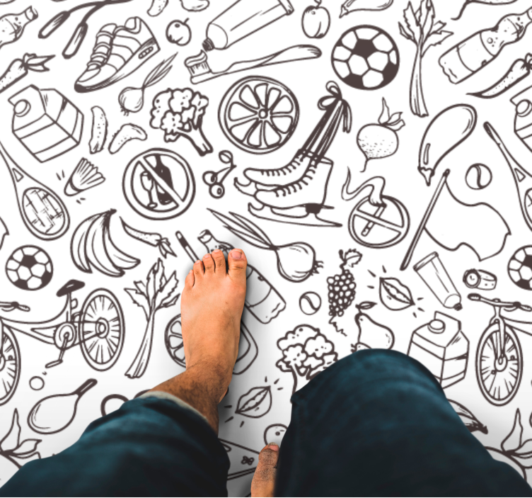 Ikoner for aktiv livsstil Vinyl teppe flere barn - Tenstickers