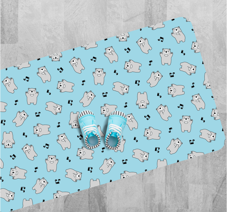 Isbjørn mønster musikk vinyl teppe rektangel - Tenstickers