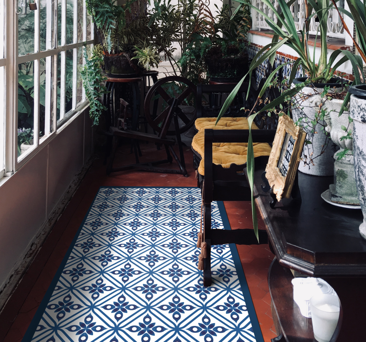 Japansk blått og hvitt mønster fliseteppe - Tenstickers