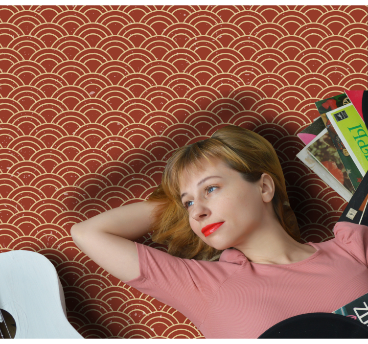 Japansk bølge i vintage stil vinyl teppe stue - Tenstickers