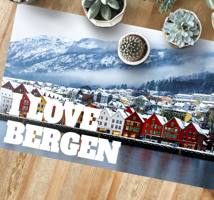 Jeg elsker bergen nordisk vinyl teppe - Tenstickers