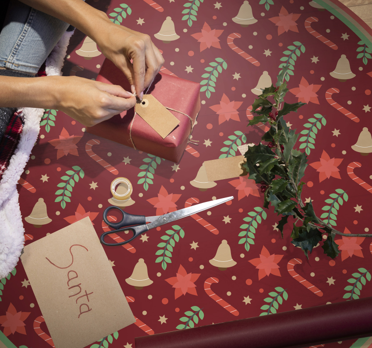 Julegodsmønster rødt vinylteppe - Tenstickers