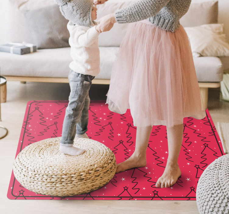 Juletre linje vinyl soverom teppe - Tenstickers