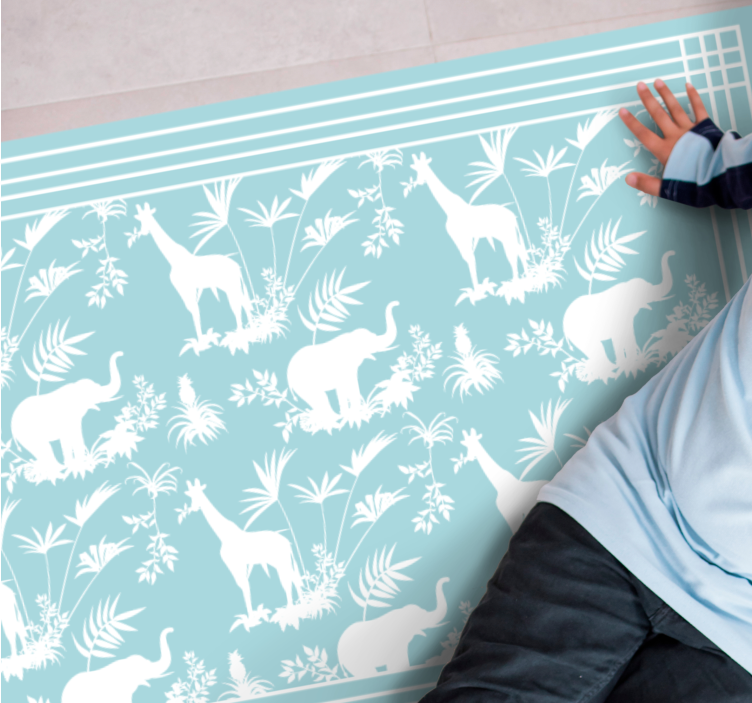 Jungelsafari-scene vinyl teppe baby - Tenstickers