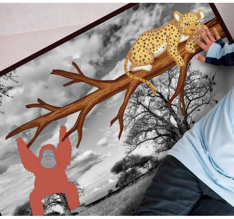 Jungelvesener lekne vinyl teppe dyr - Tenstickers