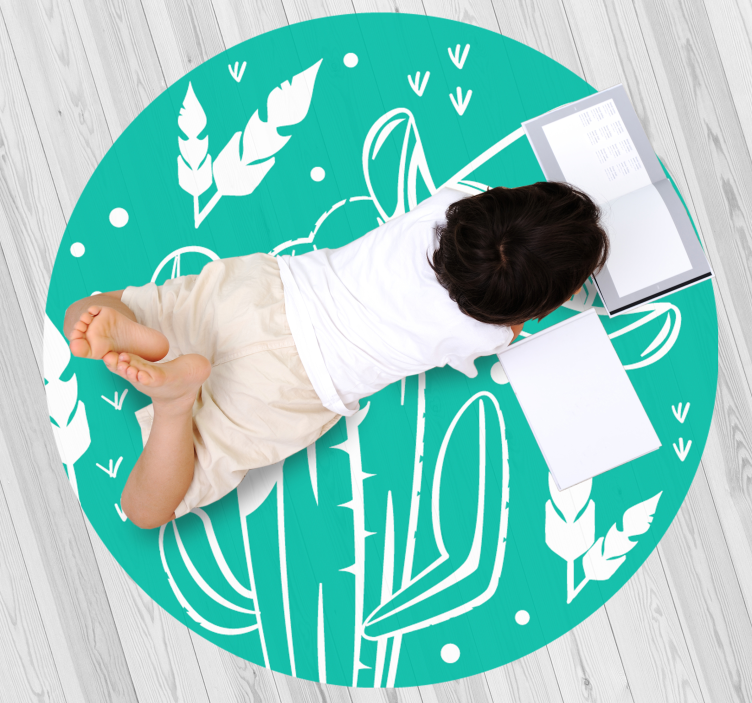 Kaktus og hatt vestlig mønster stue teppe - Tenstickers