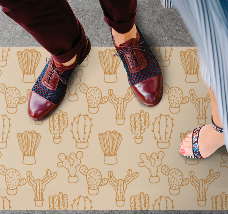 Kaktusillustrasjon vinyl teppe blomster og planter - Tenstickers