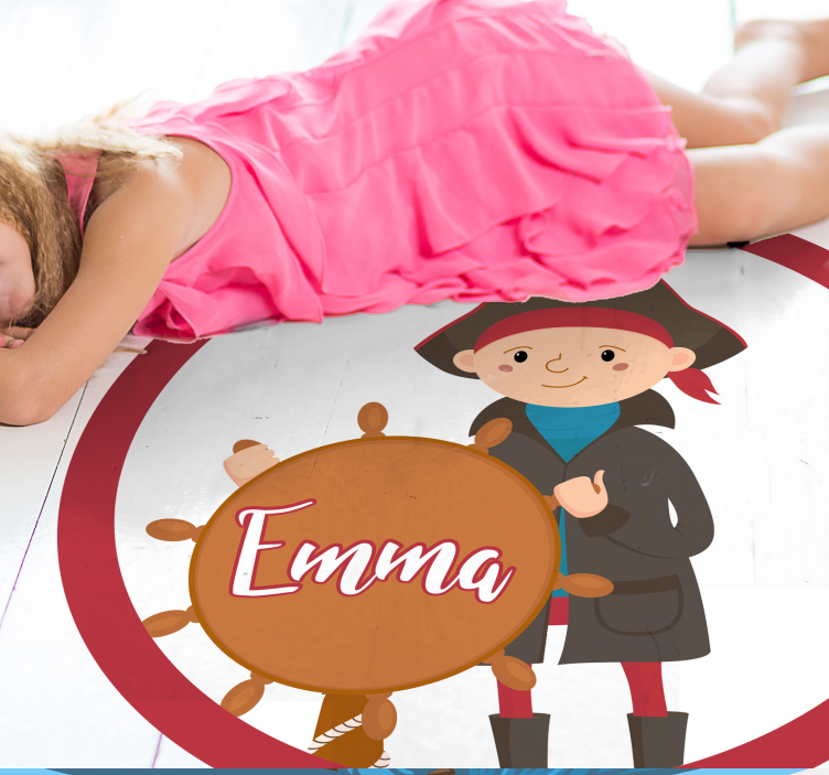 Kan tilpasses pirat vinyl teppe med navn - Tenstickers