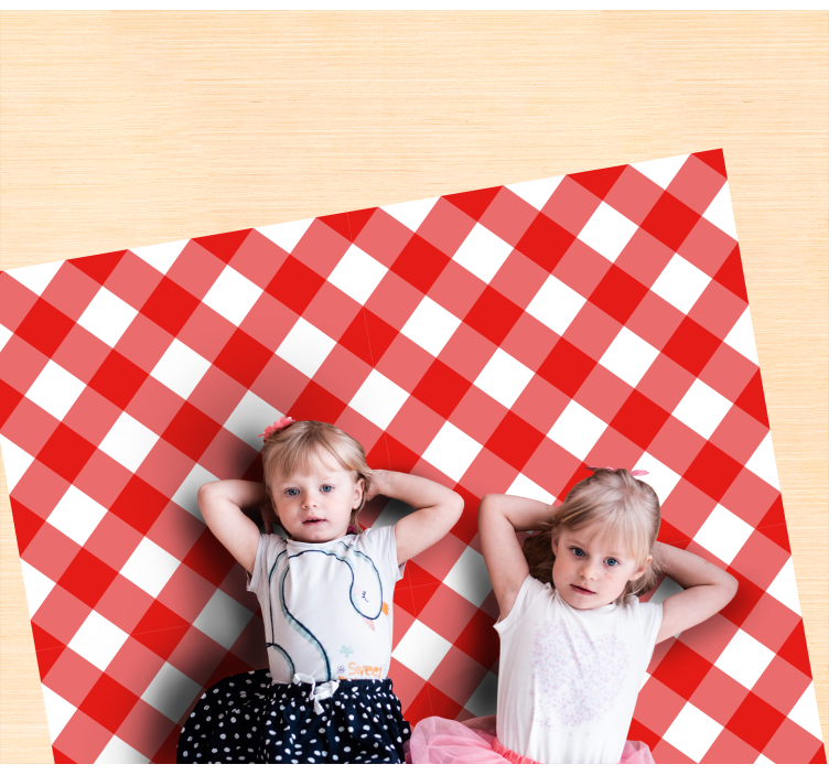 Karmosinrødt rutete motiv Vinyl teppe striper - Tenstickers