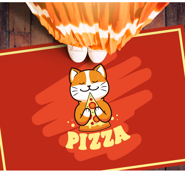 Katt som spiser en pizza kjøkkenfliser - Tenstickers