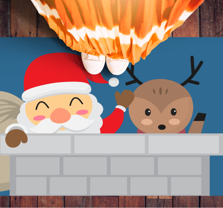 Kikker nisse og rein Jul vinyl teppe - Tenstickers