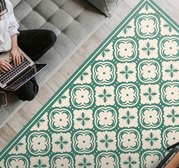 Kina cup area vintage vinyl teppe - Tenstickers